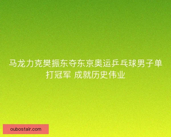 马龙力克樊振东夺东京奥运乒乓球男子单打冠军 成就历史伟业